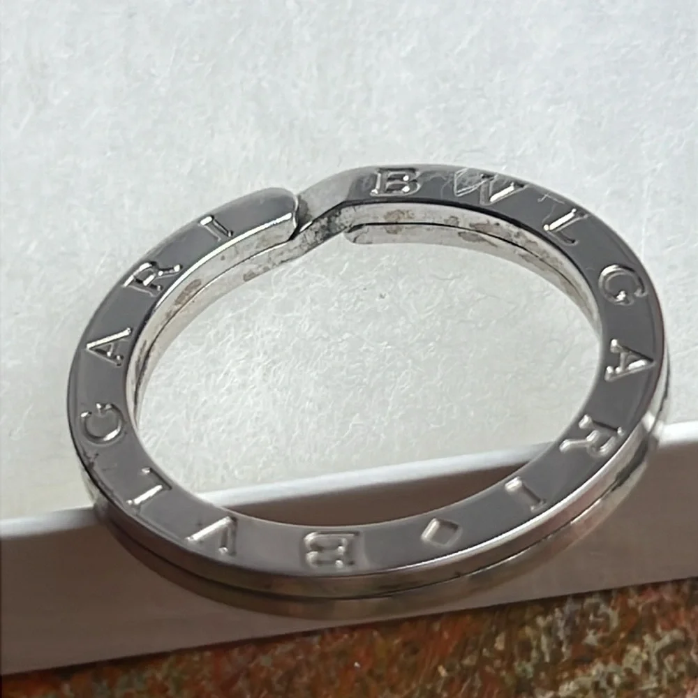 BVLGARI BVLGARI KEYRING silver 925 unisex minimalist logo Auth.